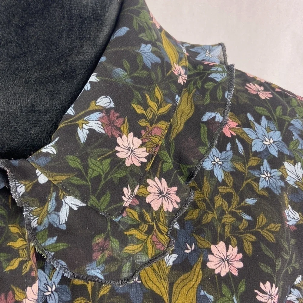 Cabi Sheer Floral Button Down Blouse with Ruffle Collar - Picture 3 of 8